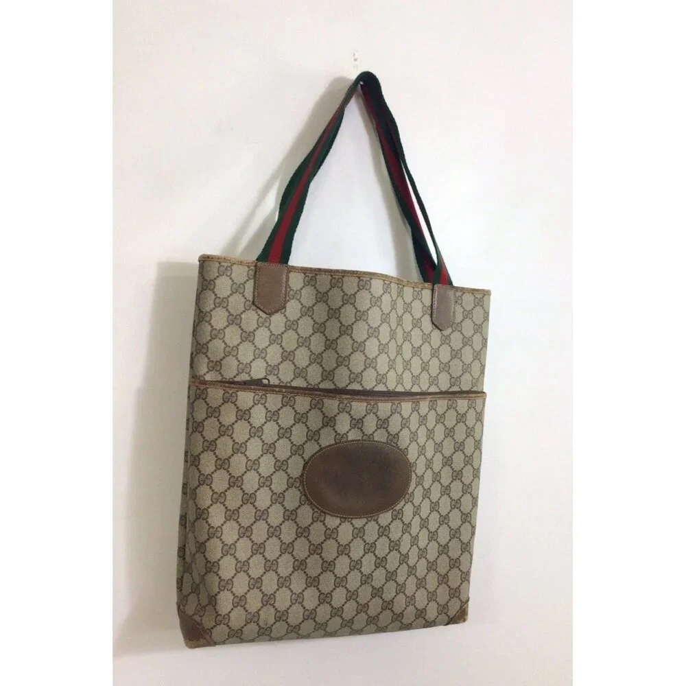 Gucci Vintage Tote Bag Shoulder Bag Handbag GG Authentic